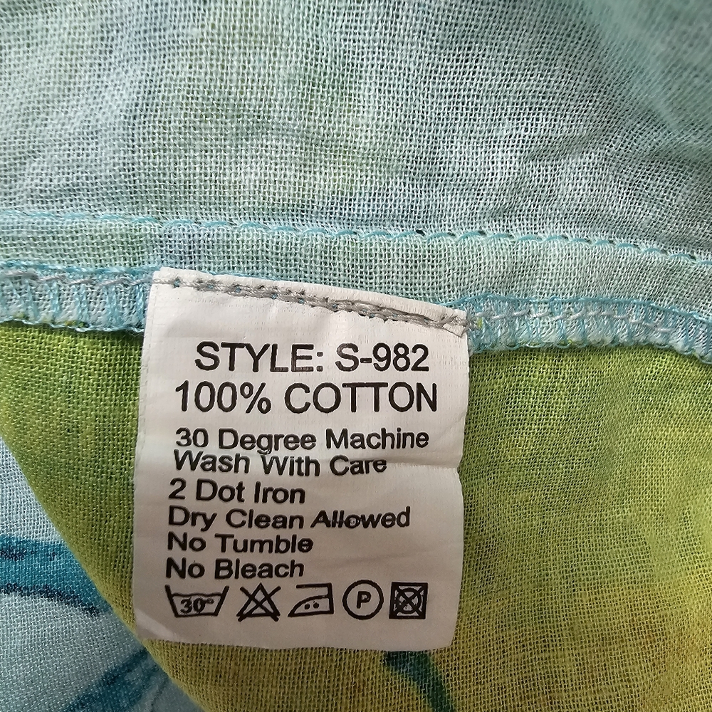 Antica Sartoria by Giacomo Cinque Tunic Shirt L Large Green Blue Coral Print - Picture 10 of 12